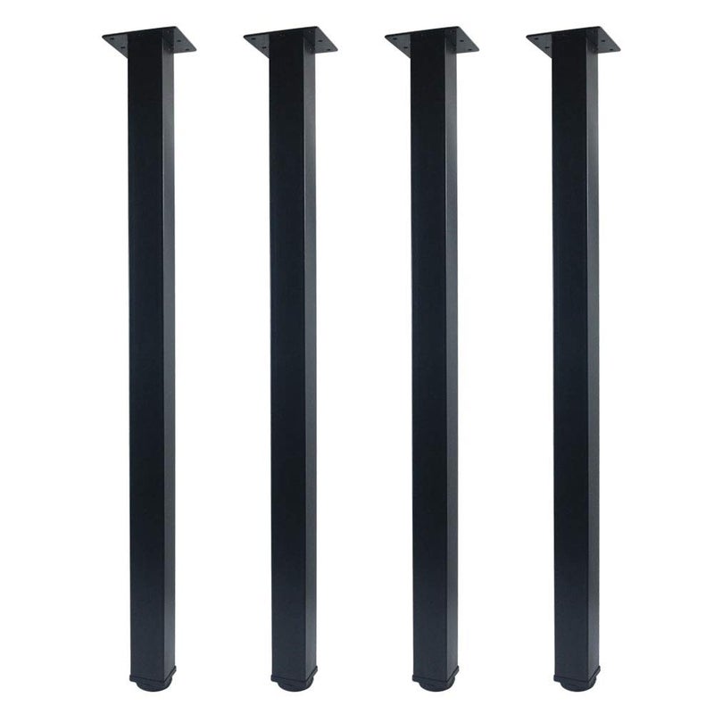 QLLY 30 inch Adjustable Metal Furniture Legs, Square Office Table Desk Leg, Set of 4 (Black) - Image 1